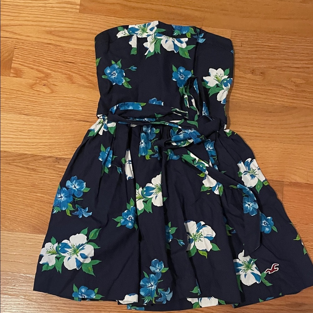 Hollister Floral Strapless Kids Dress - Blue and Green